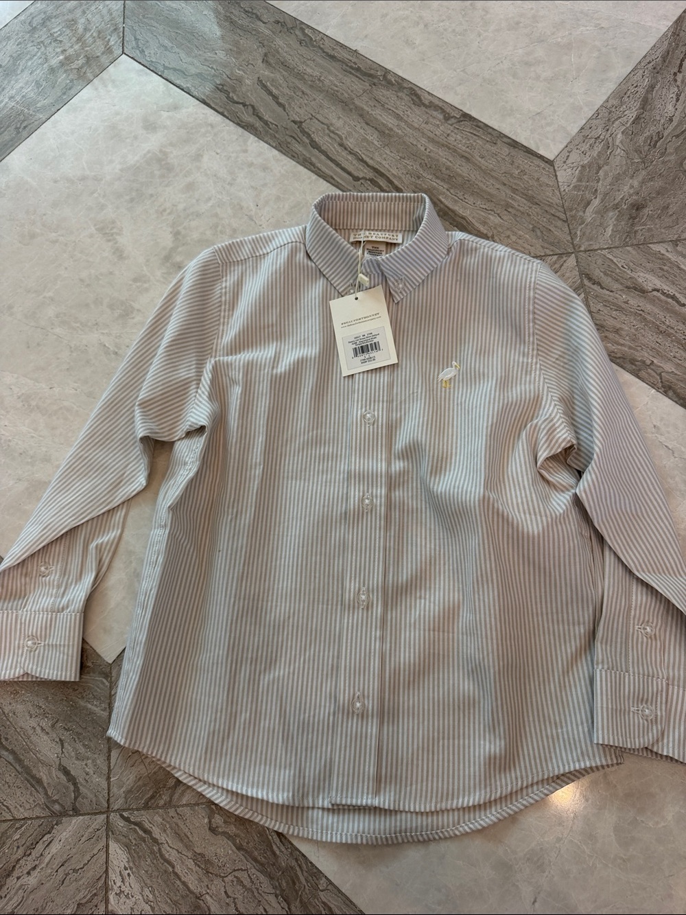 The Beaufort Bonnet Company Tan & White Striped Button-Down Shirt